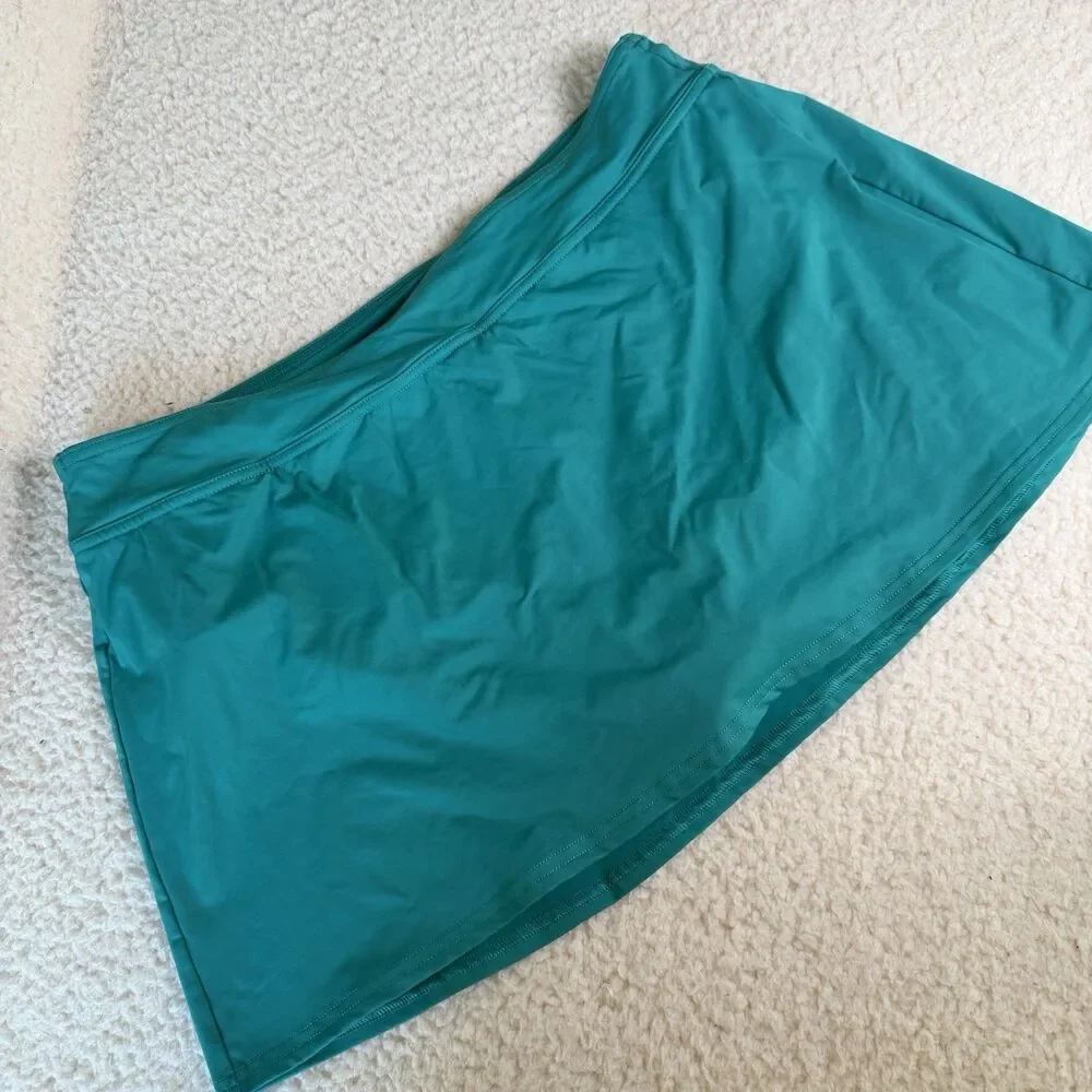 Lands End Emerald Green UPF 50 Mini Swim Skirt Women 14 Beachwear Summer